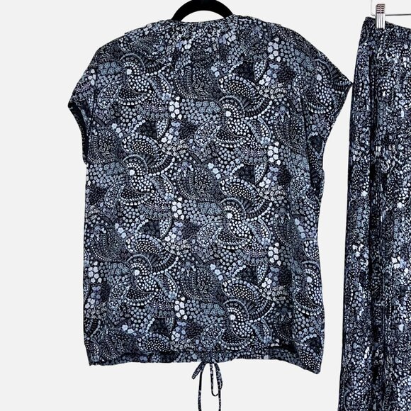 Vintage 90s Y2K Womens 2 Piece Shades of Blue Floral Paisley Top & Skirt Set M/L - Picture 12 of 16